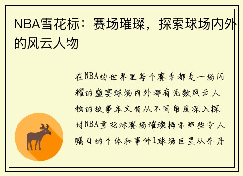 NBA雪花标：赛场璀璨，探索球场内外的风云人物